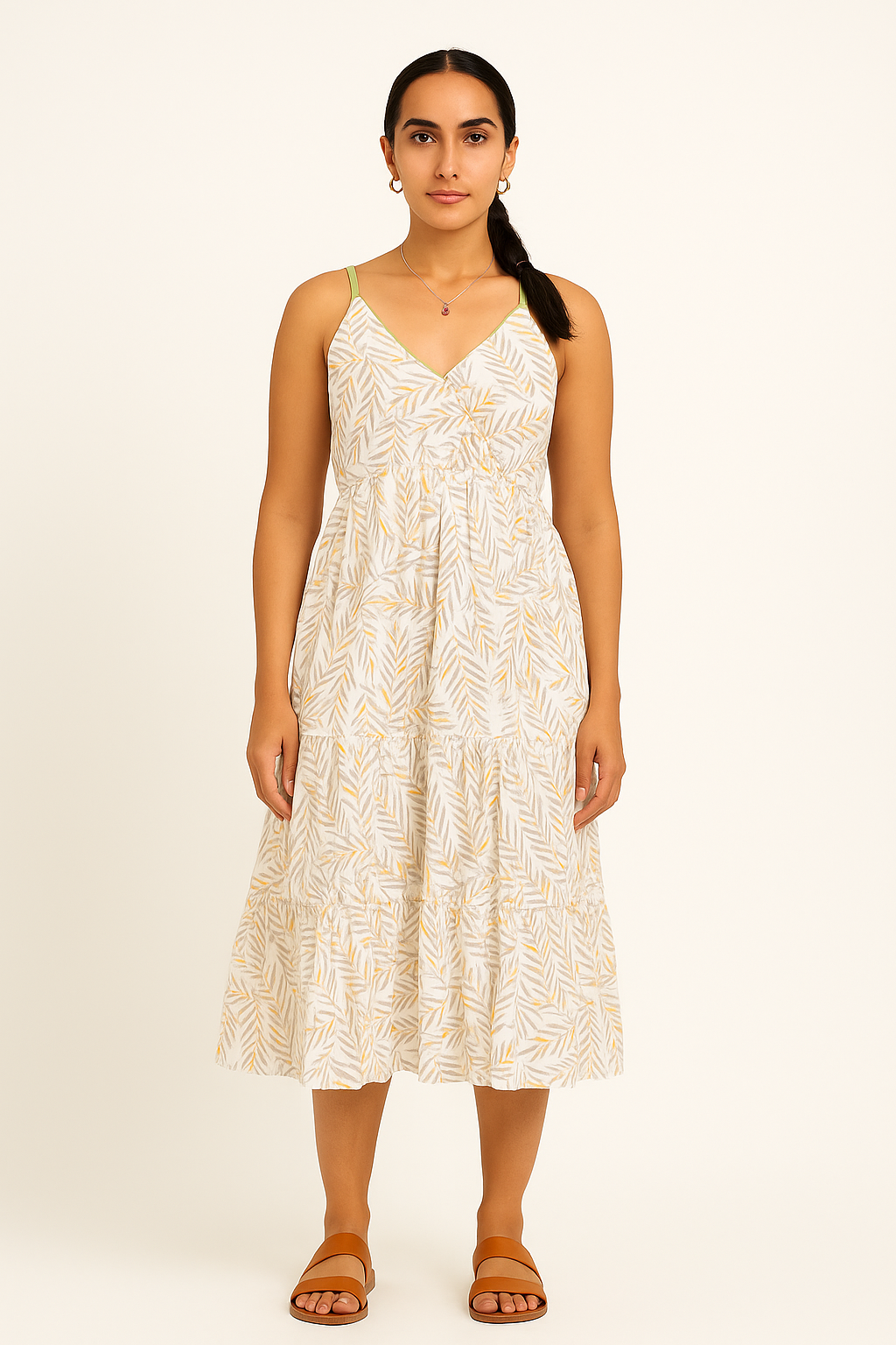 Premium Cotton White Midi Dress