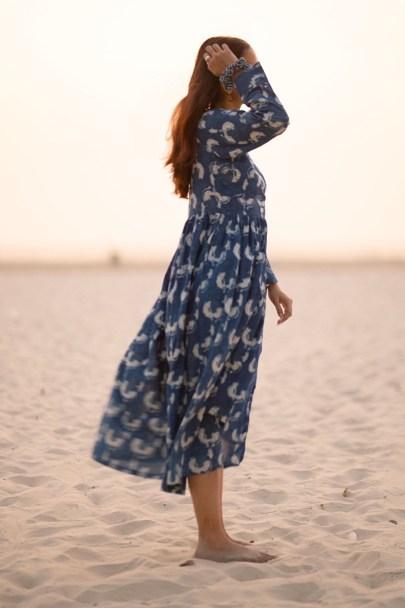 Indigo Cotton Blue Midi Dress