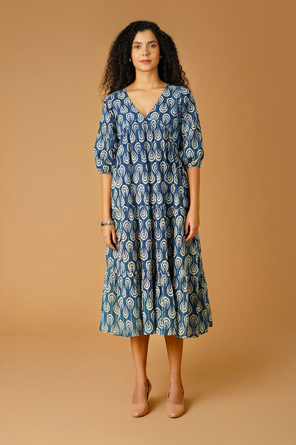 Indigo Cotton Blue Midi Dress
