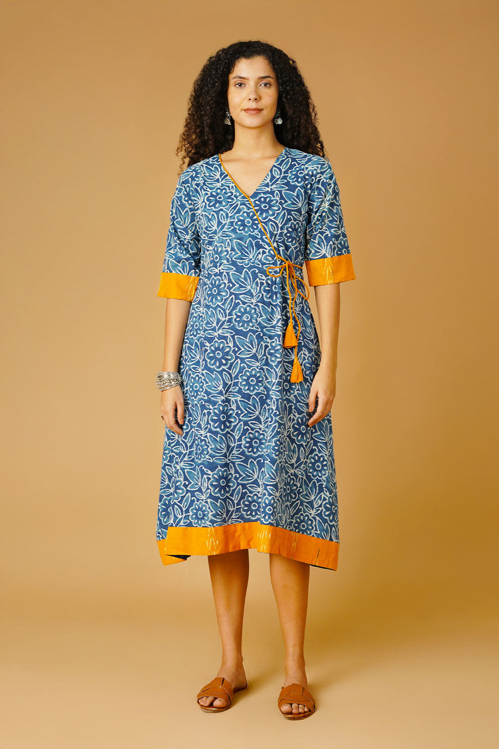 Indigo Cotton Blue Midi Dress