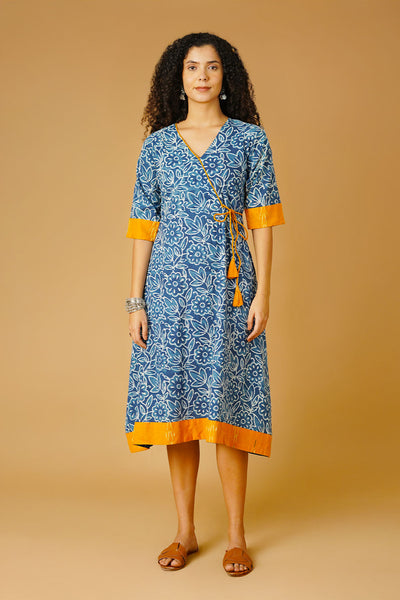 Indigo Cotton Blue Midi Dress