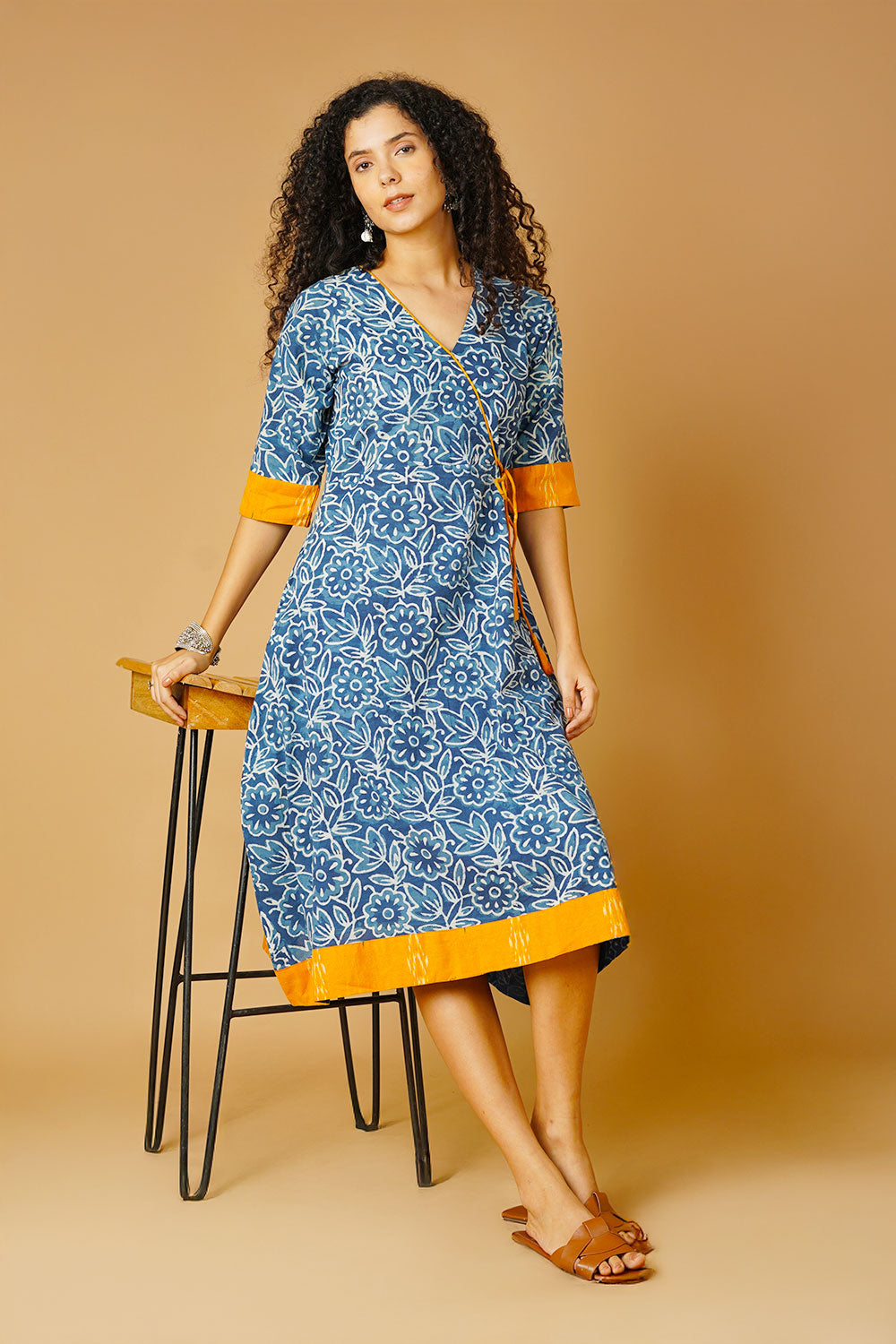 Indigo Cotton Blue Midi Dress