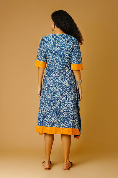 Indigo Cotton Blue Midi Dress