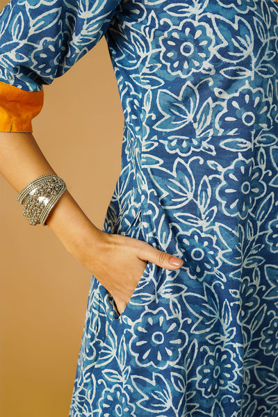 Indigo Cotton Blue Midi Dress