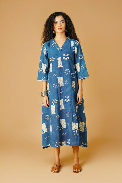 Indigo Cotton Blue Maxi Dress