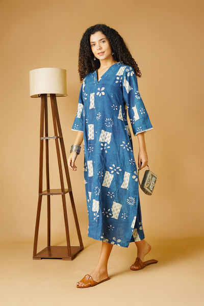 Indigo Cotton Blue Maxi Dress