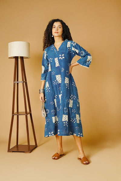 Indigo Cotton Blue Maxi Dress
