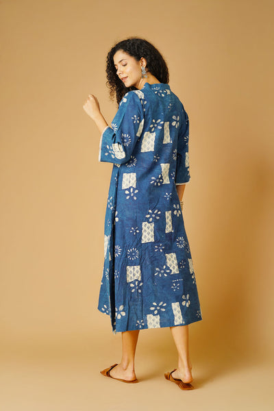 Indigo Cotton Blue Maxi Dress