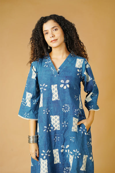 Indigo Cotton Blue Maxi Dress