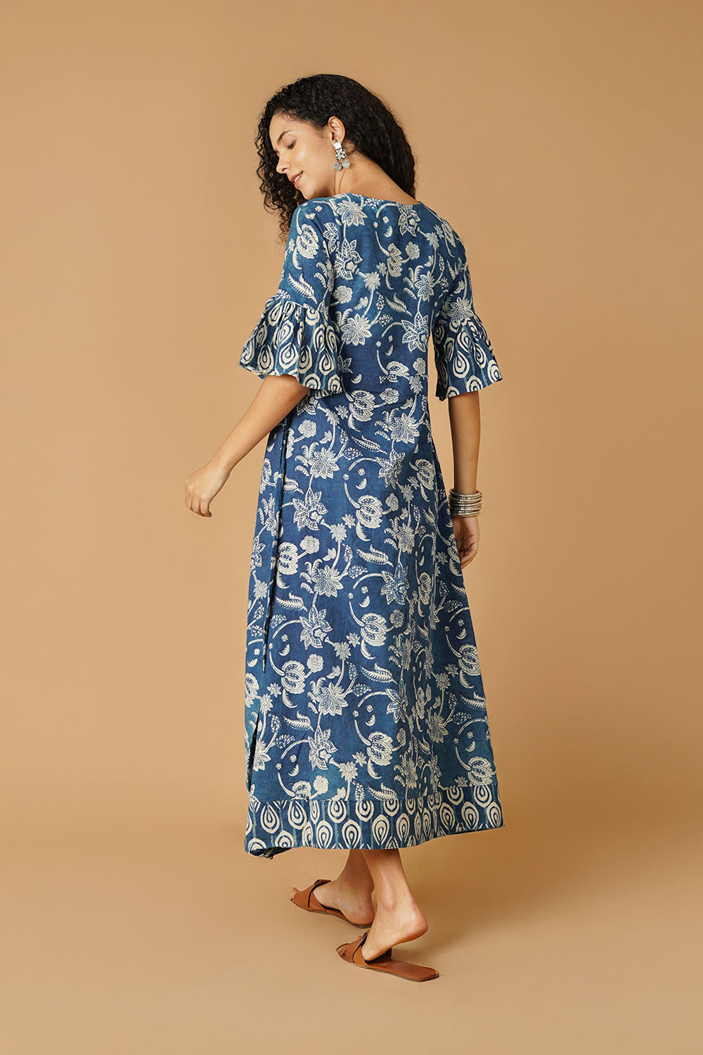 Indigo Cotton Blue Midi Dress