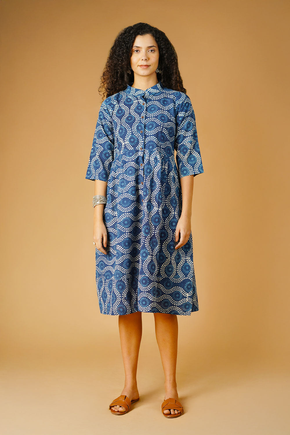 Indigo Cotton Blue Midi Dress
