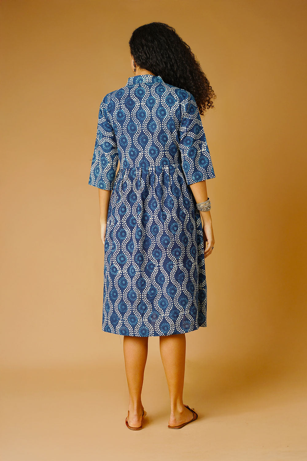Indigo Cotton Blue Midi Dress