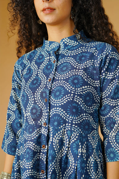 Indigo Cotton Blue Midi Dress