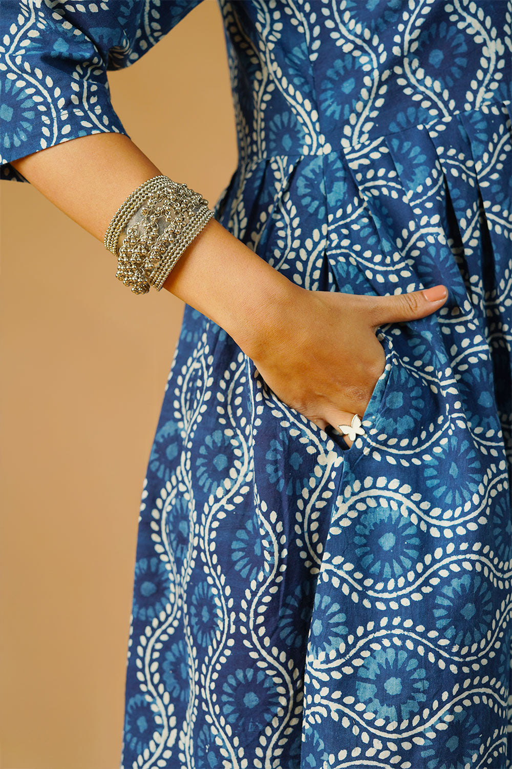 Indigo Cotton Blue Midi Dress