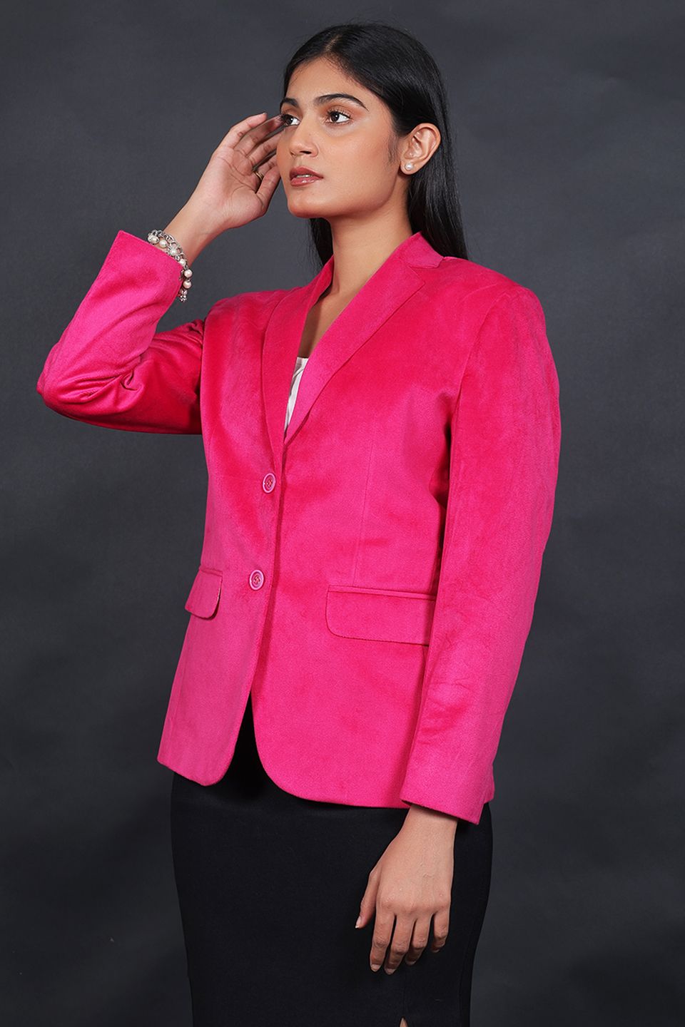 Cotton Velvet Pink Blazer