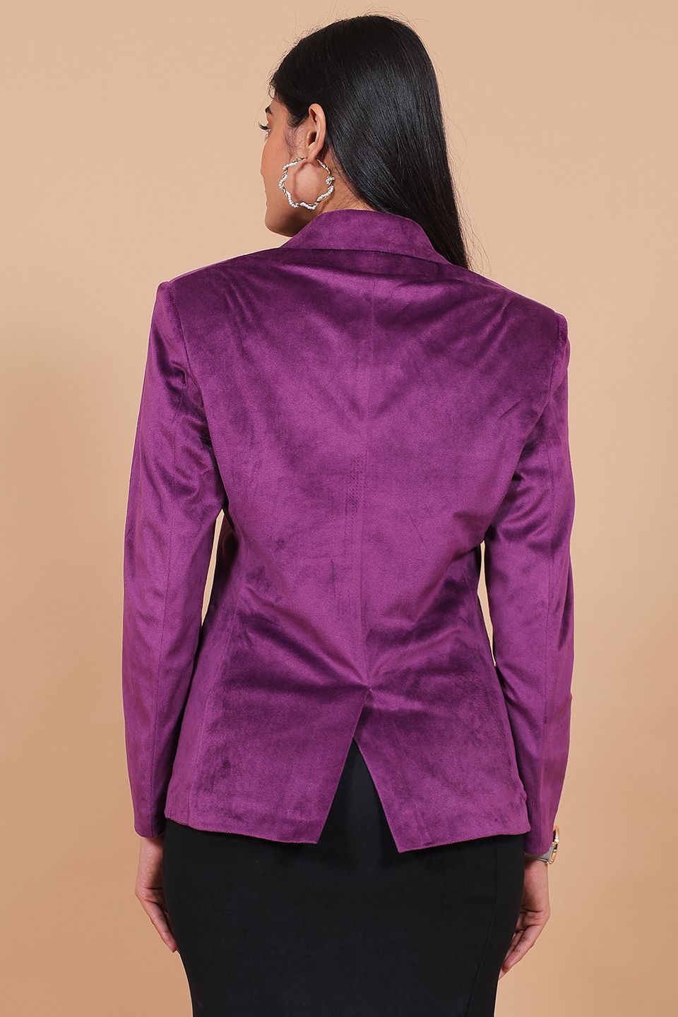 Cotton Velvet Purple Blazer