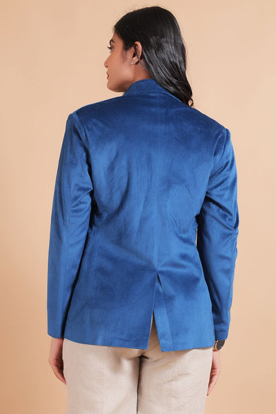 Cotton Velvet Blue Blazer