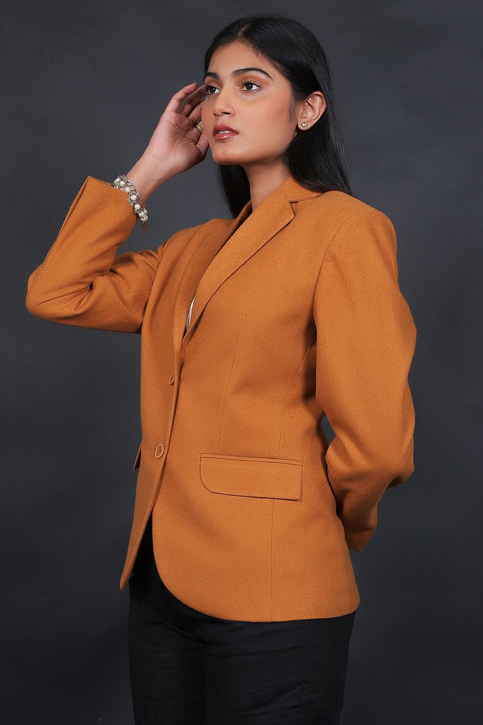 Tweed Wool Orange Blazer