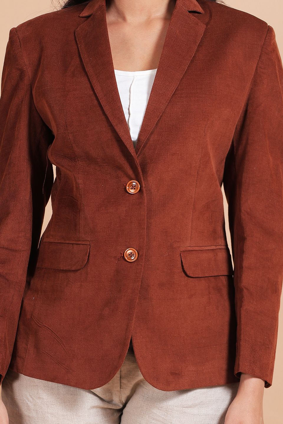 Corduroy Cotton Brown Blazer