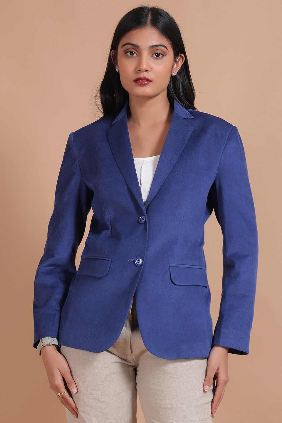 Corduroy Cotton Blue Blazer