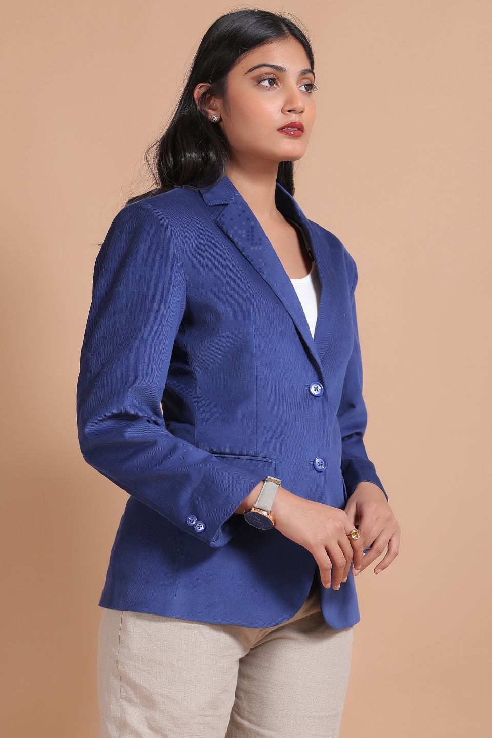 Corduroy Cotton Blue Blazer