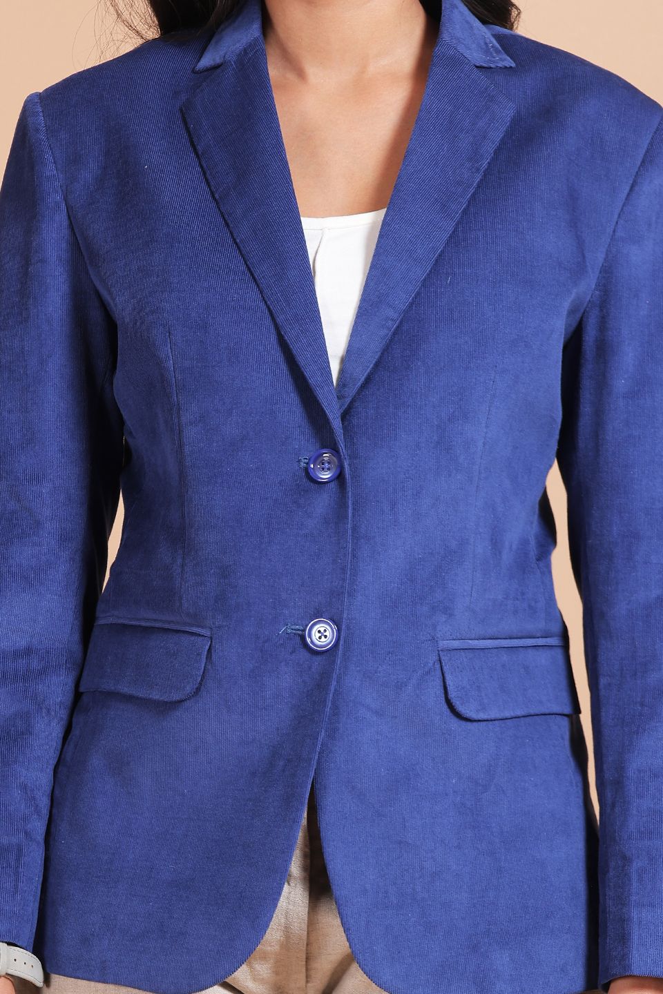 Corduroy Cotton Blue Blazer