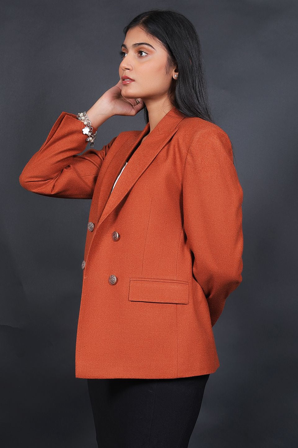 Tweed Wool Orange Blazer