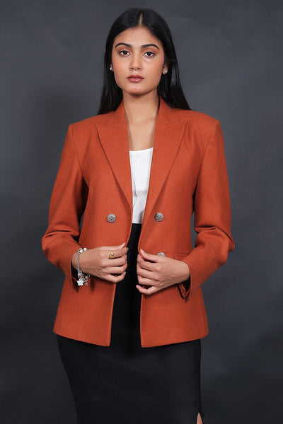 Tweed Wool Orange Blazer