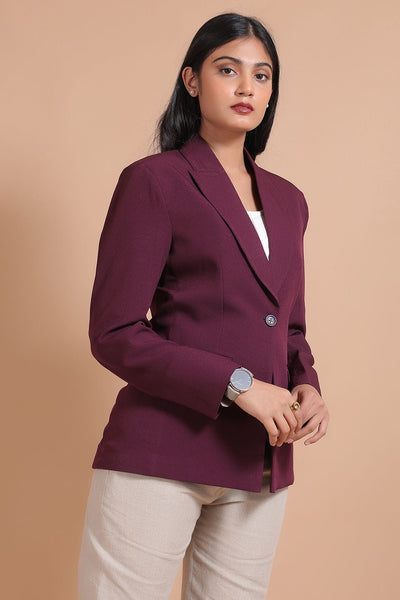 Polyester Cotton Purple Blazer