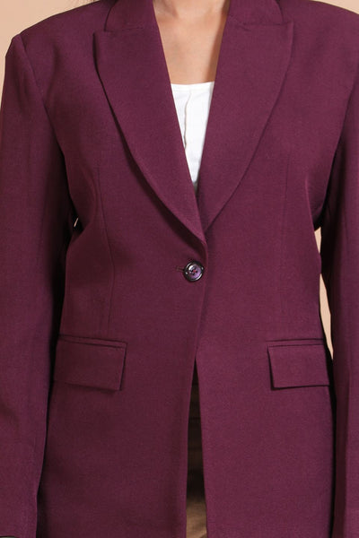 Polyester Cotton Purple Blazer