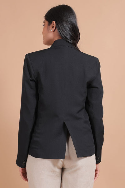 Polyester Cotton Black Blazer