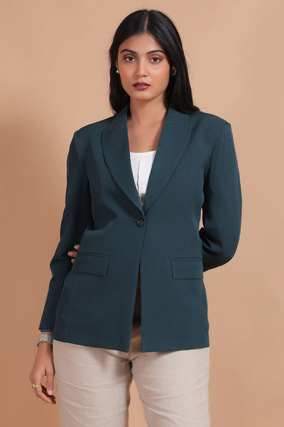 Polyester Cotton Green Blazer