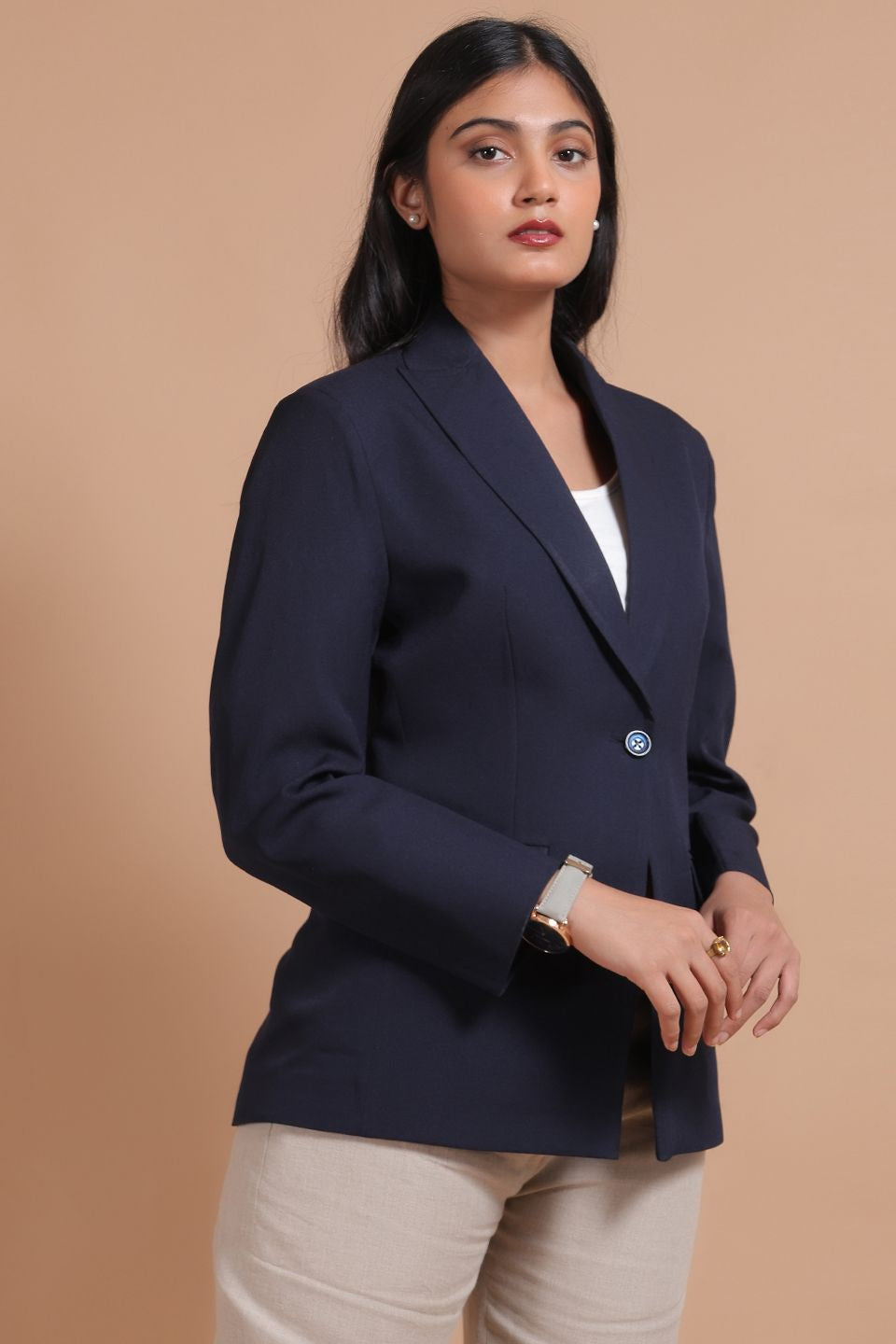 Polyester Cotton Blue Blazer