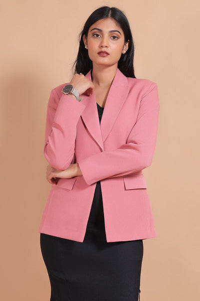 Polyester Cotton Pink Blazer