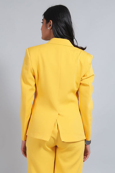 Polyester Cotton Yellow Blazer