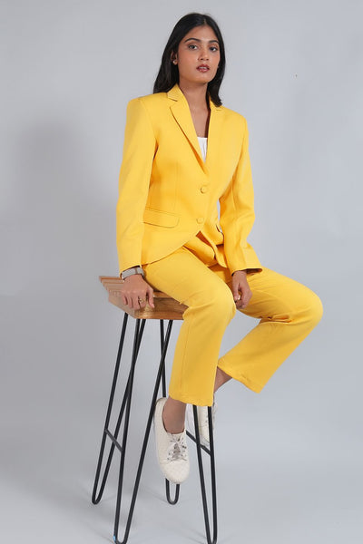 Polyester Cotton Yellow Blazer