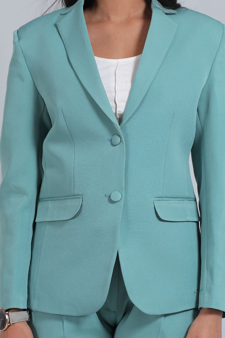 Polyester Cotton Green Blazer