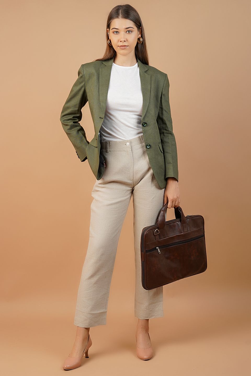 Linen Cotton Green Blazer
