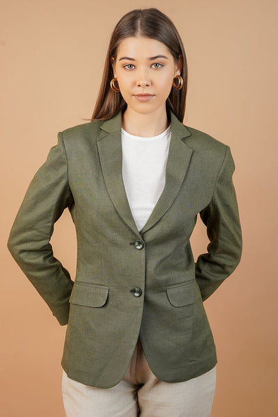 Linen Cotton Green Blazer