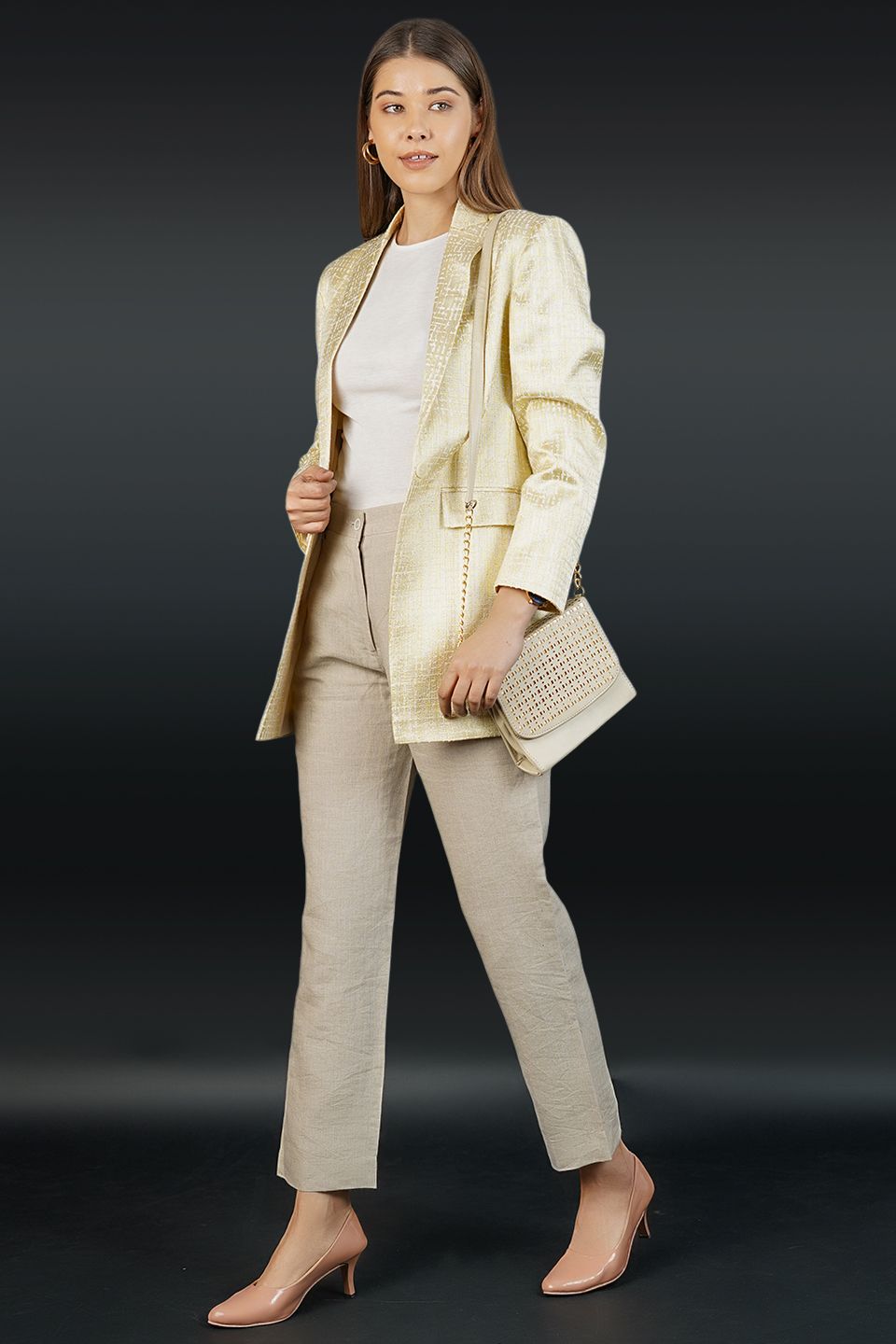 Polyester Cotton Gold Blazer
