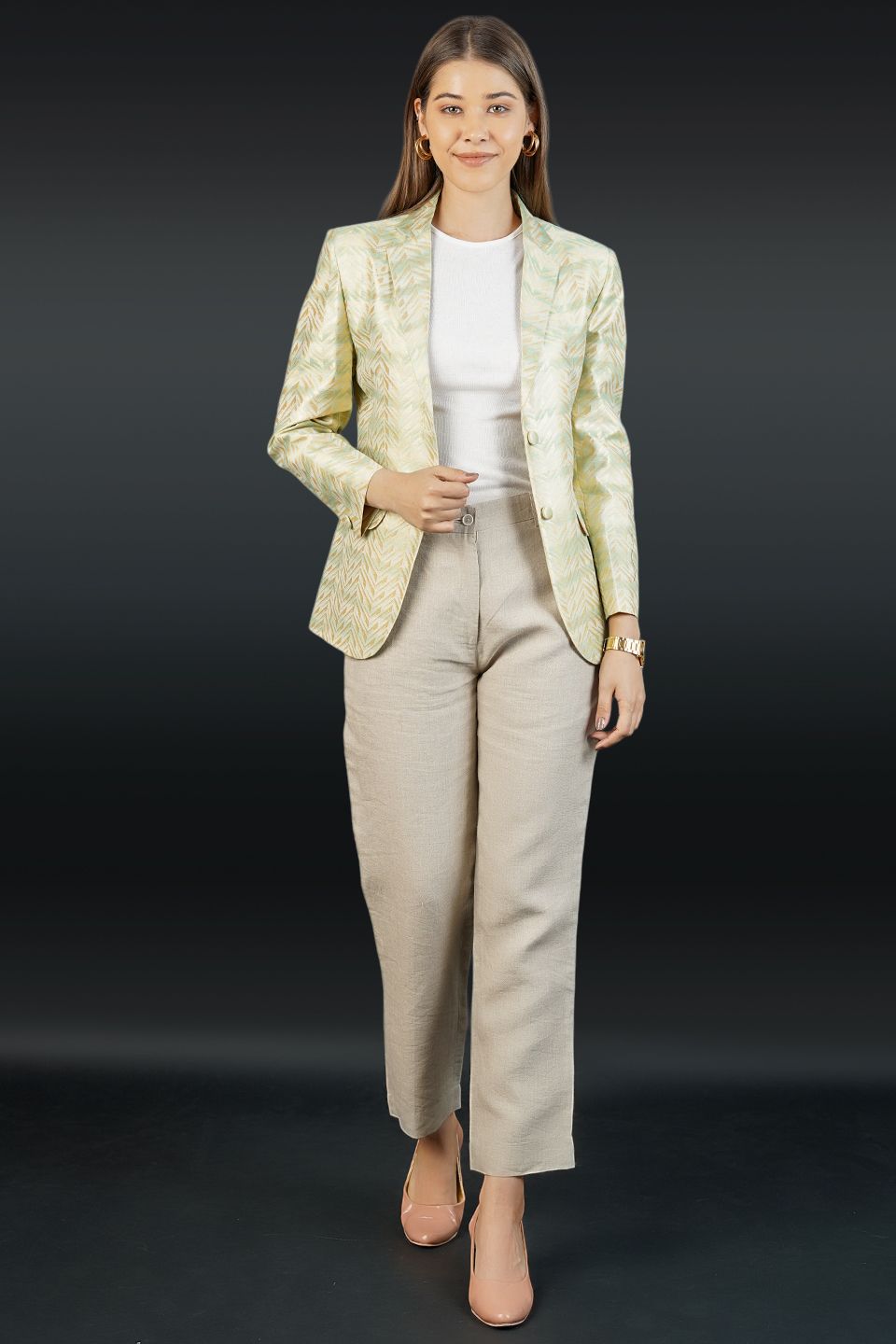 Banarasi Rayon Cotton Green Blazer