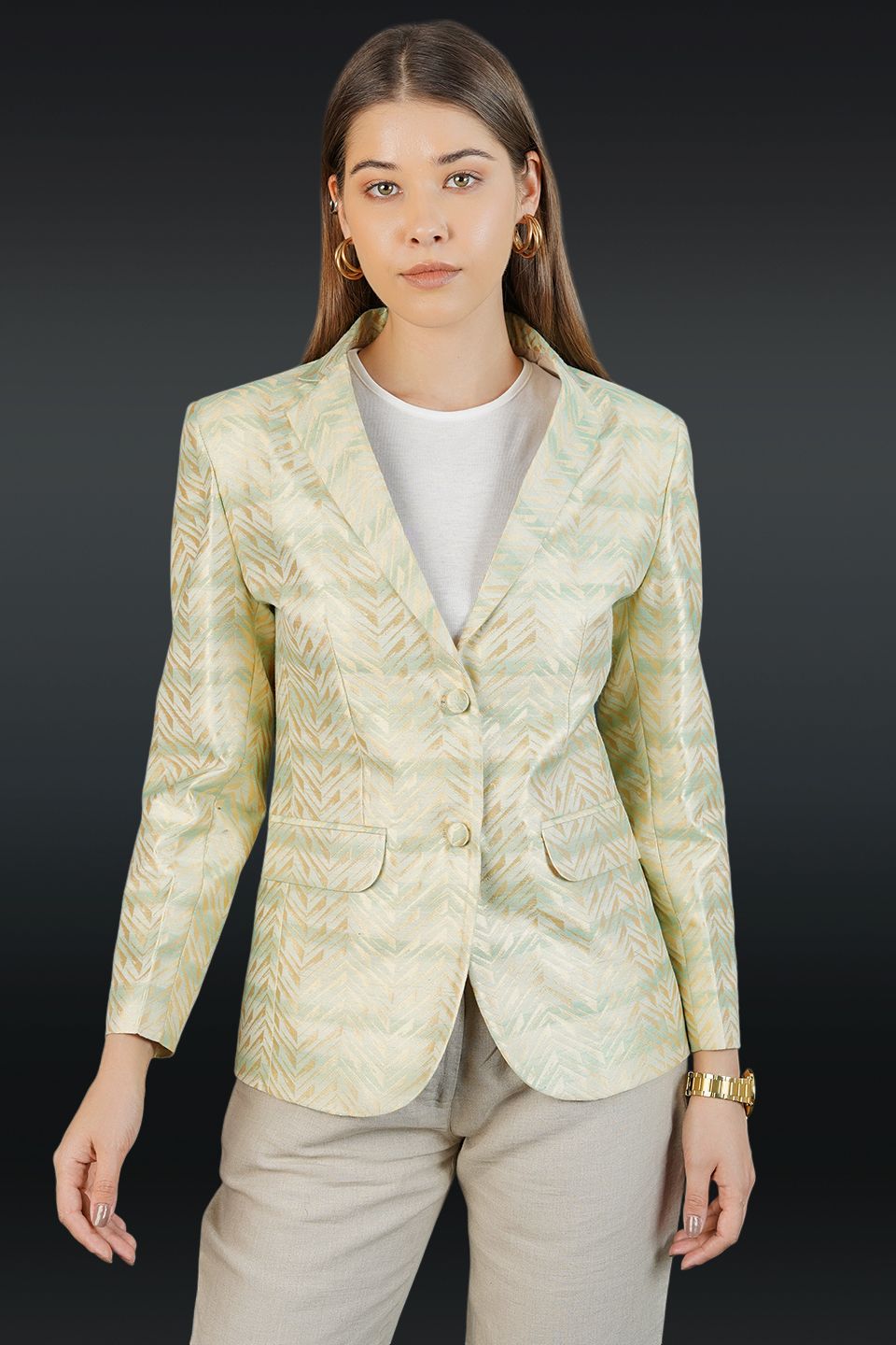 Banarasi Rayon Cotton Green Blazer