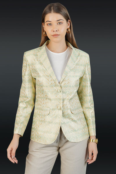 Banarasi Rayon Cotton Green Blazer