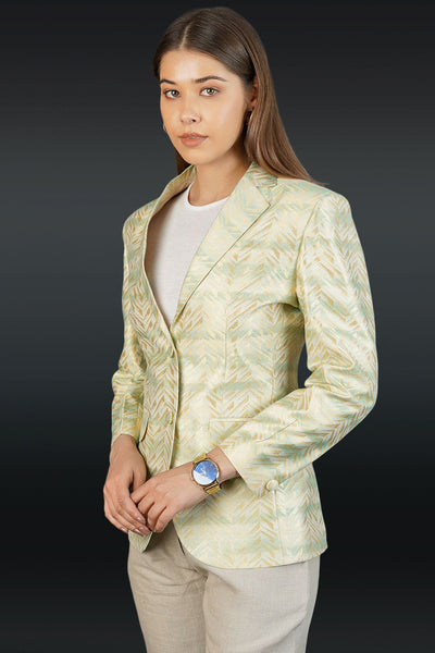 Banarasi Rayon Cotton Green Blazer