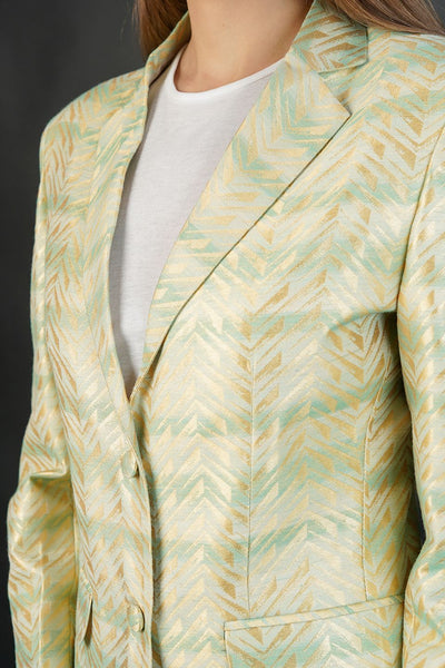 Banarasi Rayon Cotton Green Blazer