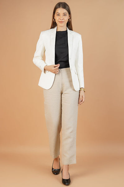 Polyester Cotton White Blazer