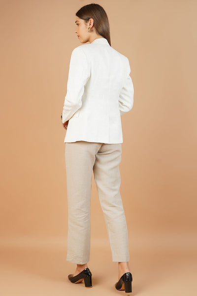 Polyester Cotton White Blazer