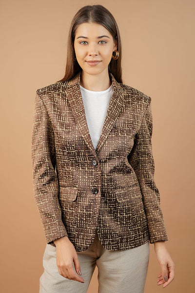 Polyester Cotton Brown Blazer