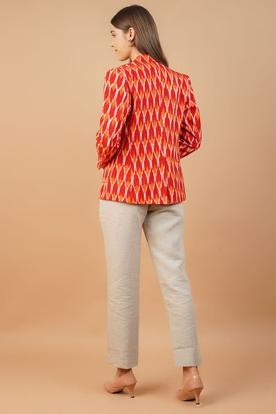 Ikat Cotton Red Blazer