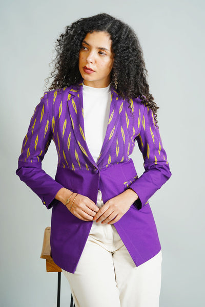 Purple Ikat Cotton Blazer